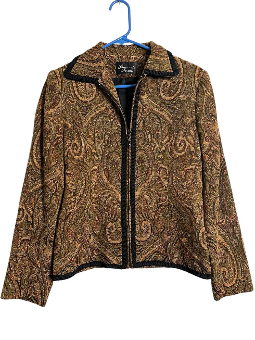 Vintage Giancarlo Ferrari Brocade Jacket 4 Y2K 90s Retro Tapestry Zip Up Baroque